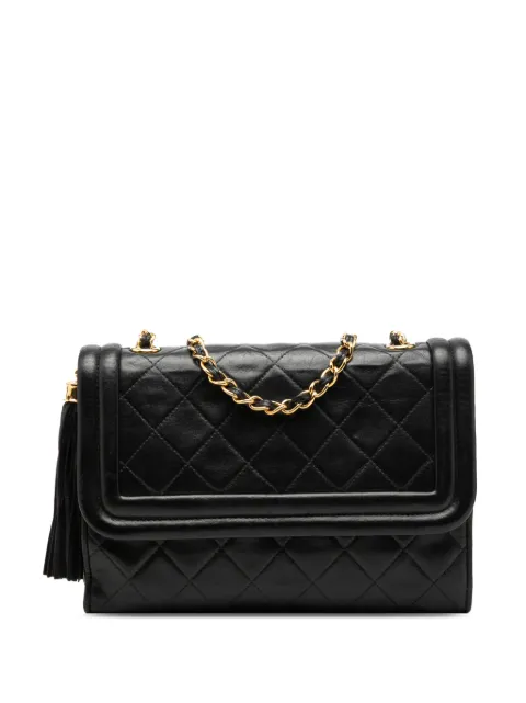 CHANEL Pre-Owned 1989-1991 Quilted Lambskin Tassel Flap crossbody bag Black BTU6SL67MIAWJ58O