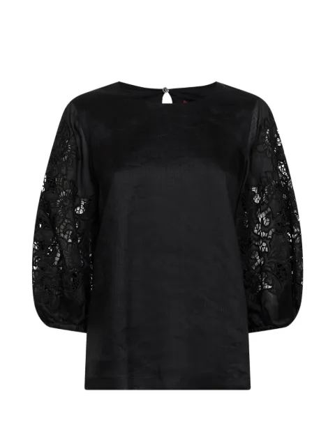 Max Mara broderie-anglaise macramé-sleeve blouse Black 2616161012600