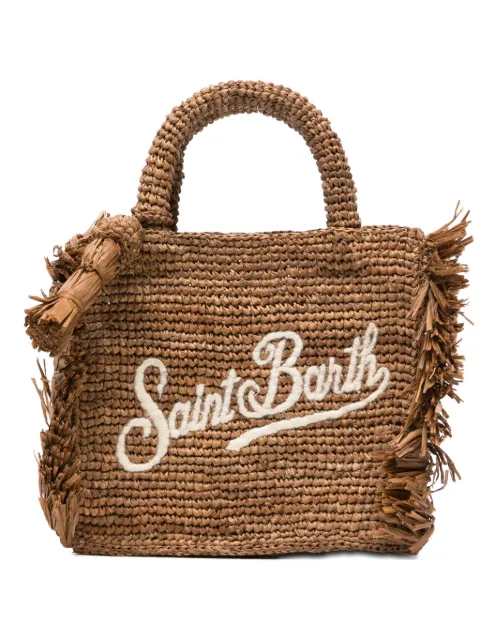 MC2 Saint Barth mini fringed raffia tote bag Brown VAMI017