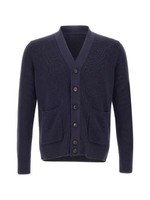 Filippo De Laurentiis V-neck ribbed-trim cardigan Blue CB3MLTSU12P891