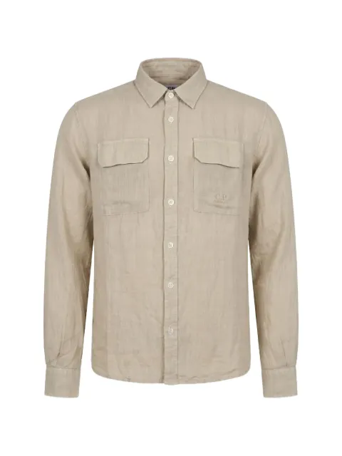 C.P. Company logo-embroidered chest-pocket shirt Neutrals 20CMSH274A110533G904