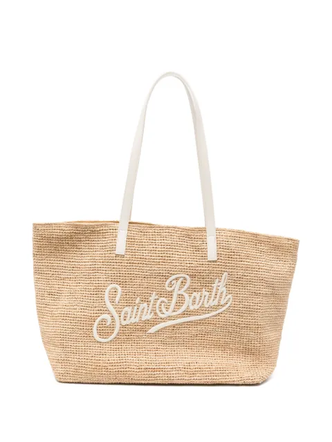 MC2 Saint Barth Raffia City logo-patch shoulder bag Neutrals RAFC001