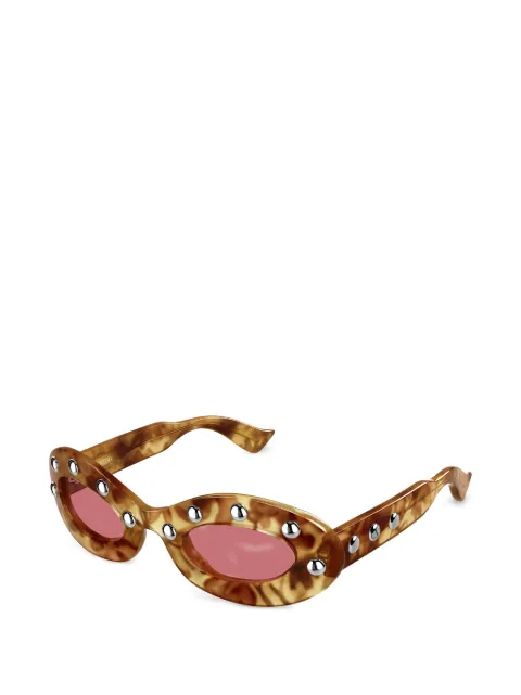 VALENTINO GARAVANI EYEWEAR stud-embellished oval-frame sunglasses Brown VG0036S