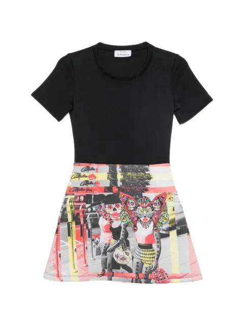 The Artistylist graphic-print short-sleeve mini dress Black SKULLNEWDRESS