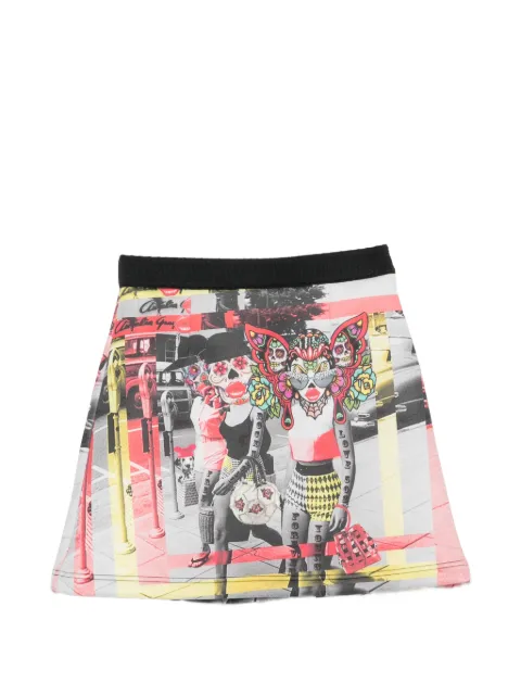 The Artistylist graphic-print silk mini skirt Grey SKULLSKIRT
