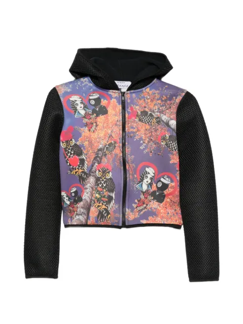 The Artistylist graphic-print mesh-sleeve hoodie Purple AUTUMNBOMBERMLT