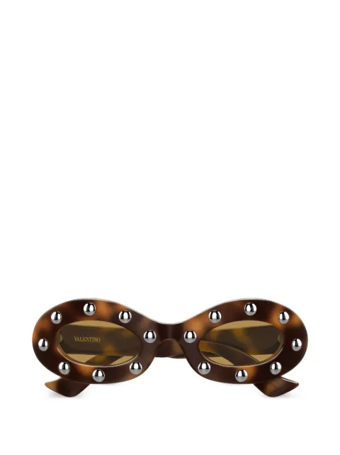 VALENTINO GARAVANI EYEWEAR stud-embellished oval-frame sunglasses Brown VG0036S