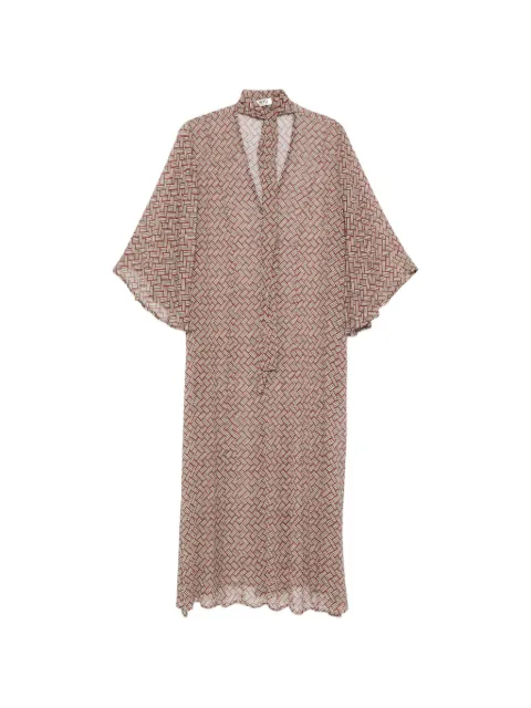 Siyu geometric-print midi dress Neutrals TALLISCRINKLE1276