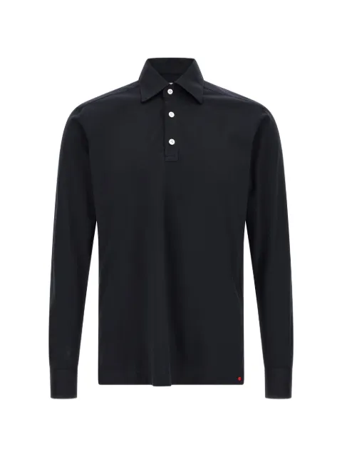 Kiton Positano cotton long-sleeve polo shirt Blue UMCPOSK06R4911024