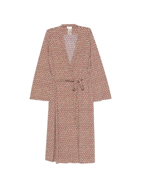 Siyu geometric-pattern wrap midi dress Red TALLISSENSE1360