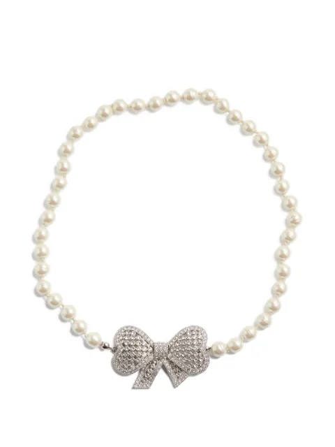 Valentino Garavani Trop Chou necklace in metal, baroque glass beads, and Swarovski® crystals Silver WJ0BZ9EXE