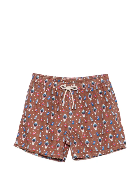 MC2 Saint Barth graphic-print drawstring swim shorts Brown LIG0003