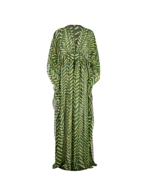 Johanna Ortiz Secret Garden V-neck dress Green PT03921
