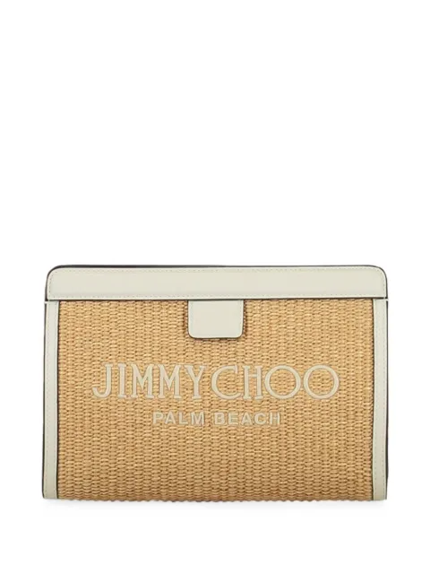 Jimmy Choo Palm Beach raffia clutch bag Neutrals J000185040NATURALLATTE