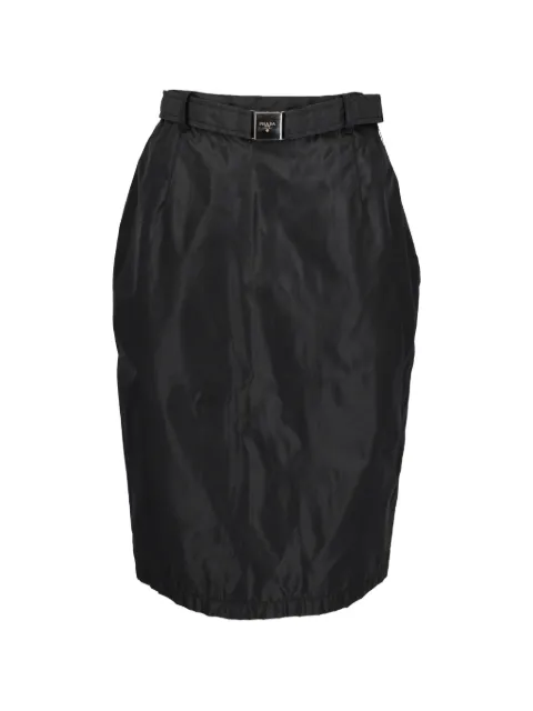 Prada Pre-Owned Re-Nylon belted skirt Black W742648