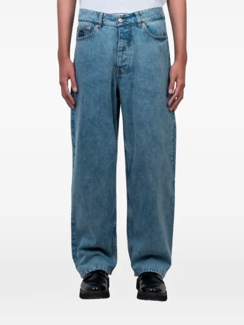 BY PARRA graphic-patch washed jeans Blue 55240