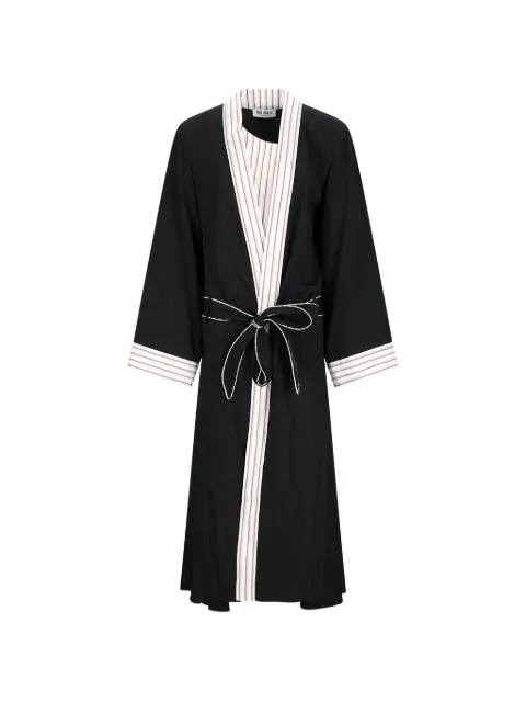 The Attico floral-jacquard striped-trim trench coat Black 260WCC00095MIX076AA