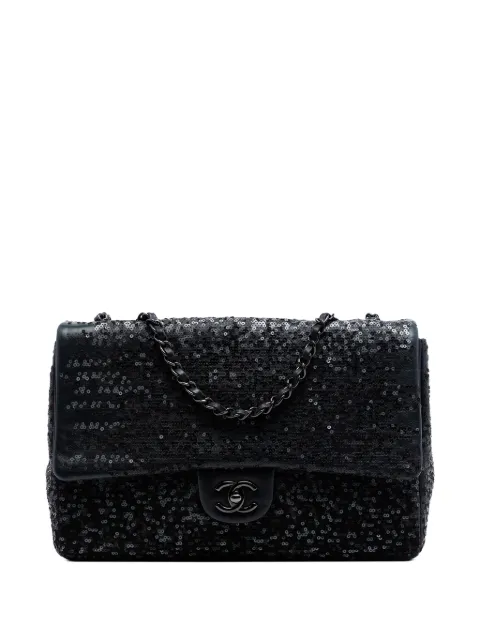 CHANEL Pre-Owned 2011 Jumbo Classic Sequins Single Flap shoulder bag Black FPFA77Y2LZQPLPTV