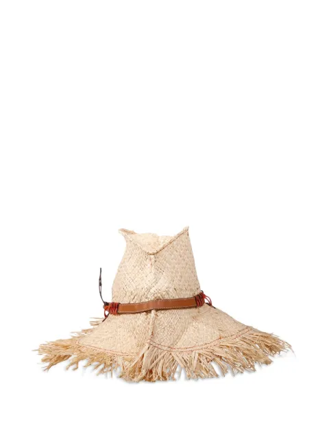CUBA LAB fringed leather-trim hat Neutrals 8051944590685