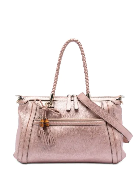 Gucci Pre-Owned 2016-2026 Metallic Pebbled Calfskin Bella satchel Pink 35ELIHB3MQ4WO1XI