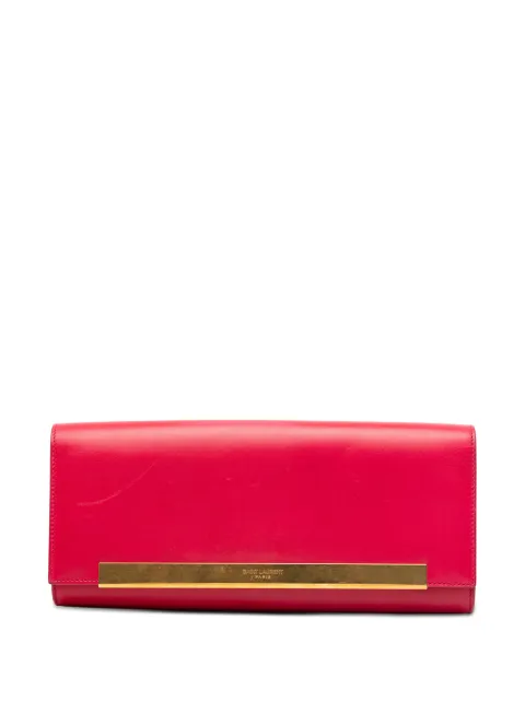 Saint Laurent Pre-Owned 2013-2026 Smooth Calfskin Lutetia Flap clutch bag Pink JXUMFD4NJ04HTGMC