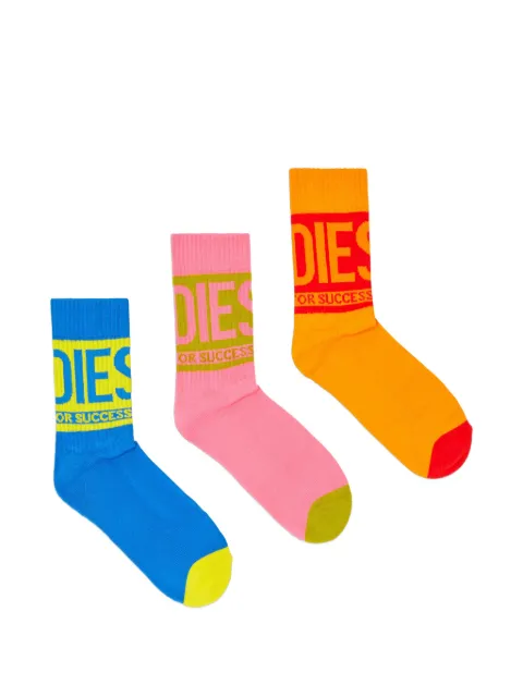 Diesel logo-detail ribbed-cuff cotton socks (pack of three) Blue 00SAYJ0GFCR
