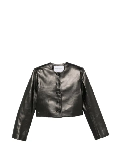 Brandon Maxwell Ryder leather jacket Black JK251PF26