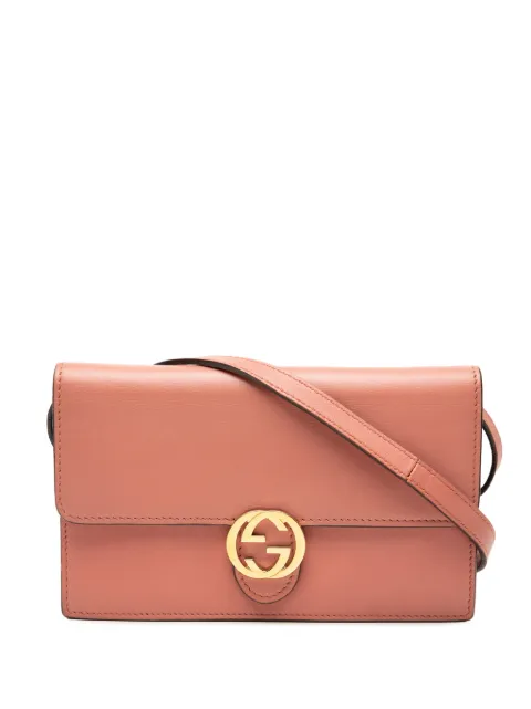 Gucci Pre-Owned 2000-2015 Leather Interlocking G Dollar Wallet On Strap crossbody bag Pink G9M4FQFGLTVO3XPP