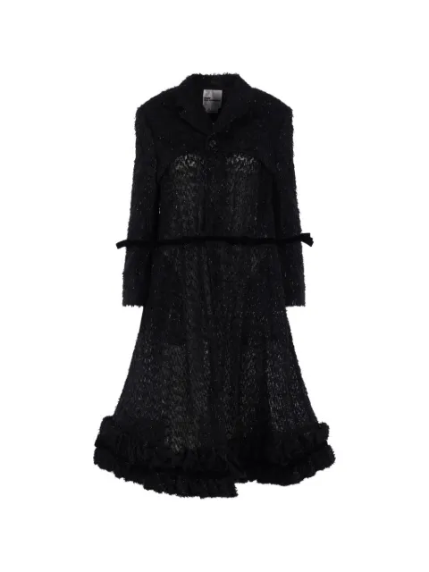 Noir Kei Ninomiya ruffled frayed coat Black 3QC004