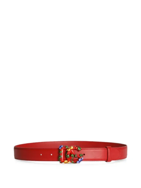 Dolce & Gabbana calfskin belt with Carretto buckle Red BE1712A0634