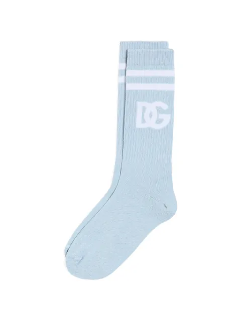 Dolce & Gabbana cotton logo socks Blue GXS80TJGMED
