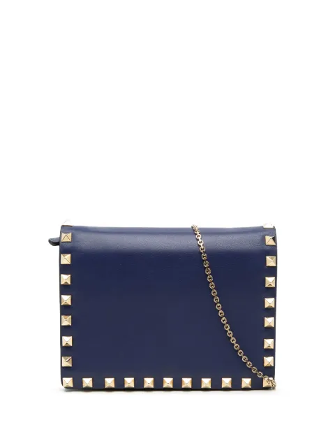 Valentino Garavani Pre-Owned 2000-2017 Leather Rockstud Chain Pouch crossbody bag Blue 3OO3CQP7NMHMSDO4