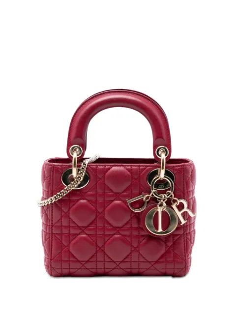 Christian Dior Pre-Owned 2017 Mini Lambskin Cannage Lady Dior satchel Red 2QQK4DKRACLUPA6Z