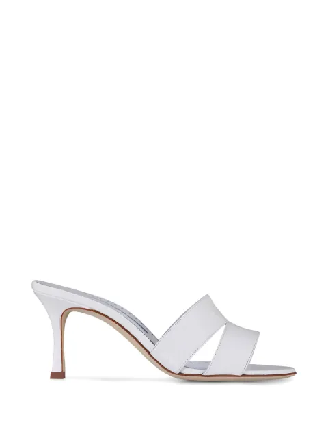 Manolo Blahnik snakeskin-effect double-strap sandals White 22212630001