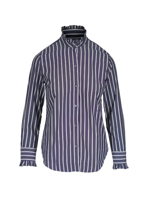 Nili Lotan Lydia ruffled-trim striped blouse Grey 11058W1966CHS