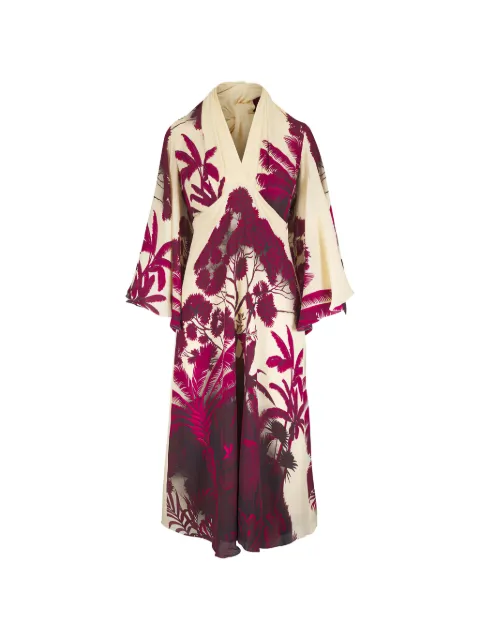 Johanna Ortiz Maiden Voyage palm-print midi dress Neutrals PT03732