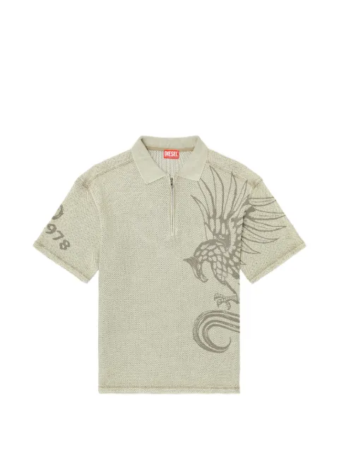 Diesel jacquard-knit quarter-zip cotton polo shirt Neutrals A240100PLDH