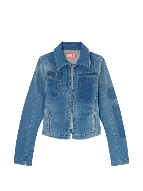 Diesel one-button denim shirt with patch effects Blue A226230IFBS