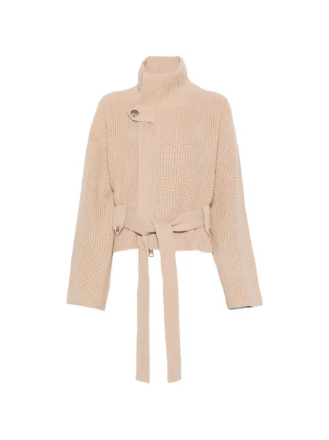 Brandon Maxwell Neal belted zip-front cardigan Neutrals KN273PF26