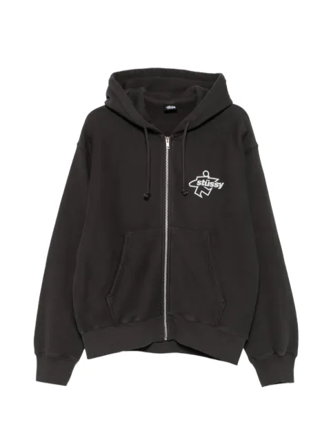 Stüssy Surf Size Gar. logo-print zip-up hoodie Grey 1975180