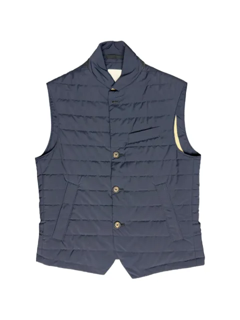 Eleventy quilted button-front vest Blue L75GILG08GBT270078200