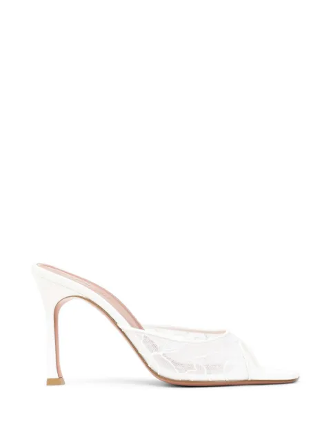 Amina Muaddi Alexa Lace sandals White 12S356878ALE