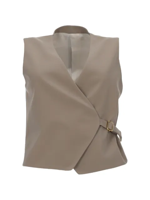 PT Torino Angela wrap-style buckle-fastening waistcoat Neutrals TW3FGT250STDMA27
