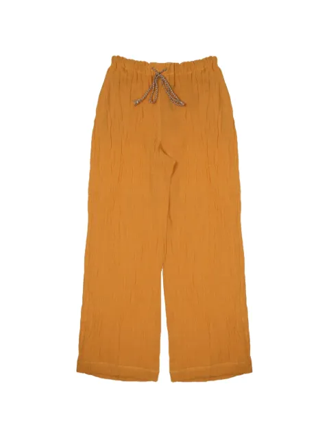 120% Lino crinkled-effect drawstring trousers Orange 33BLIW29S1