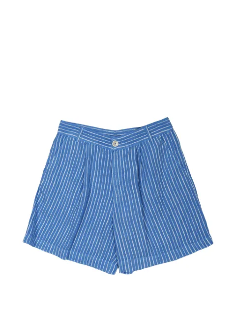 120% Lino vertical-stripe linen shorts Blue 33ALIW29Q2