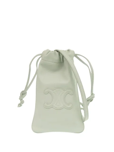 Celine Pre-Owned 2010-2026 Calfskin Cuir Triomphe Phone Pouch crossbody bag Green SFWRWT0820WEHSER
