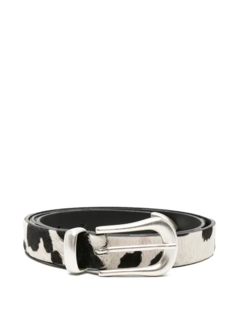 Second/Layer Doc cow-print pony-hair belt Black 90302