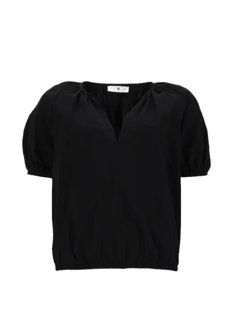 PT Torino Teresa puff-sleeve V-neck blouse Black TW6SBL140STDFT690