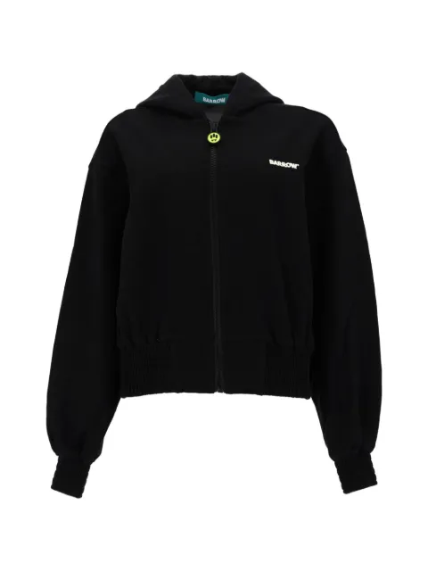BARROW logo-print zip-up hoodie Black S6BWWOZH143