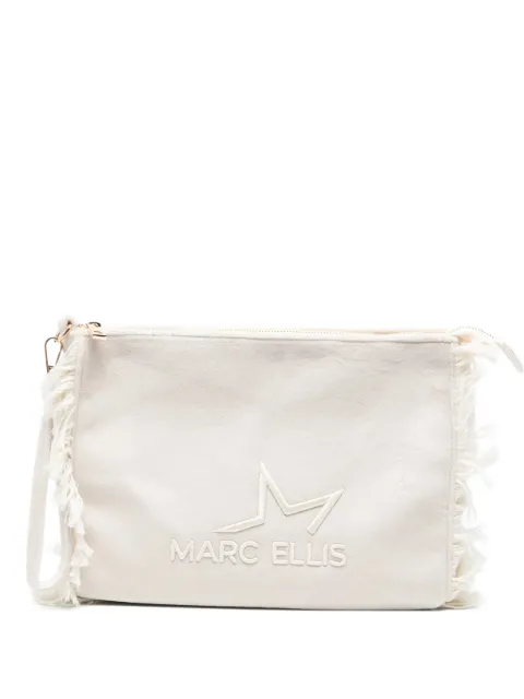 Marc Ellis Buby Calypso fringed logo-embroidered clutch bag Neutrals BUBYCALYPSOC